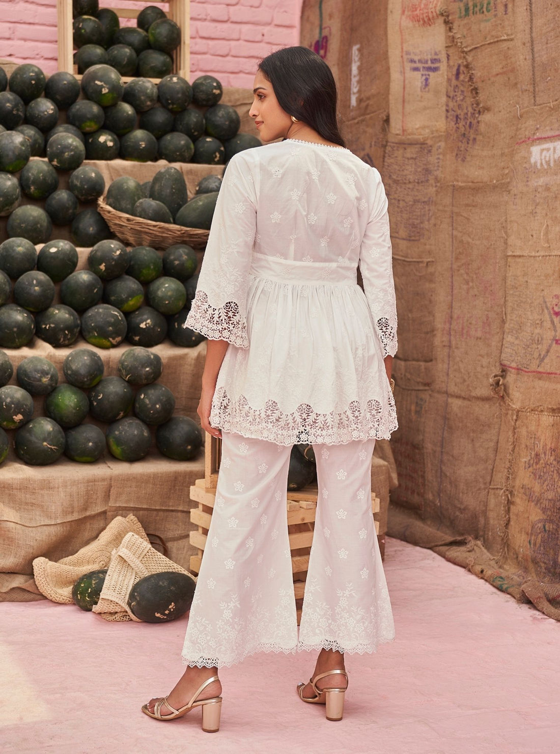 Mulmul Supima Cotton Eyelet White Pant main image 1