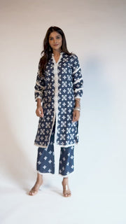 Mulmul Supima Cotton Vera Navy Kurta
